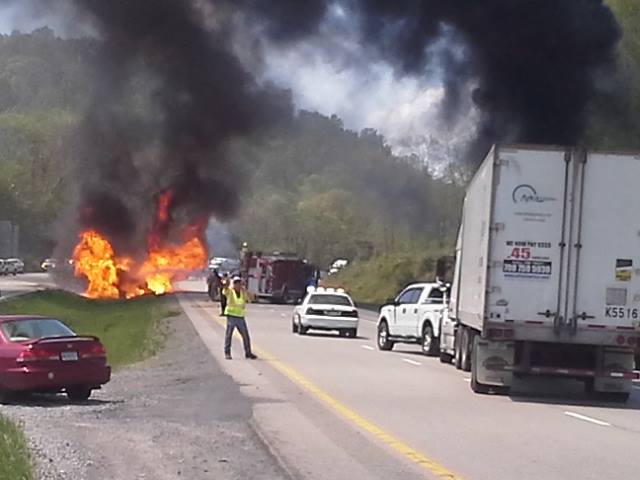 Tanker Truck Catches Fire Along I-79 in Monongalia County, Closes I-79